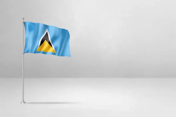 Saint Lucia Flagga Illustration Isolerad Vit Betong Vägg Bakgrund — Stockfoto