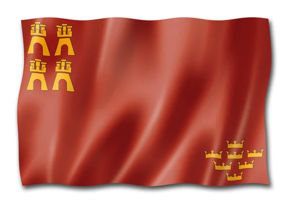Bendera Provinsi Murcia Spanyol Mengibarkan Bendera Koleksi Ilustrasi — Stok Foto