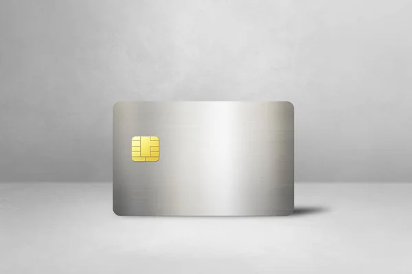 Silver Kreditkort Mall Vit Betong Bakgrund Illustration — Stockfoto