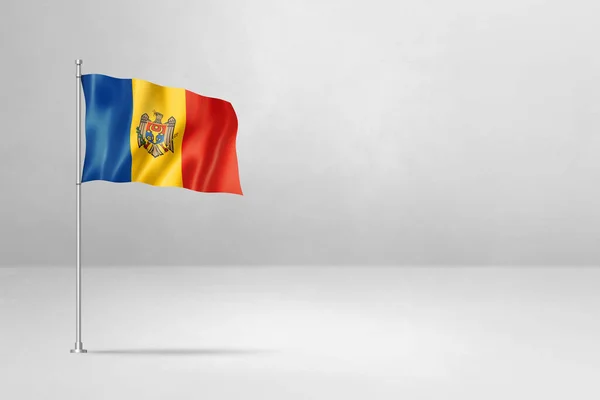 摩尔多瓦国旗 3D插图 隔离在白色混凝土墙背景上 — 图库照片