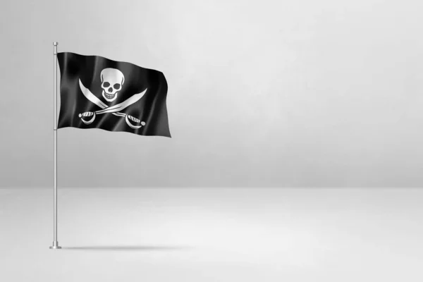 Pirate Flag Jolly Roger Illustration Isolated White — Stok fotoğraf