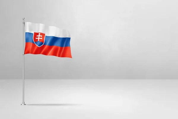 Bandeira Eslováquia Ilustração Isolado Fundo Parede Concreto Branco — Fotografia de Stock