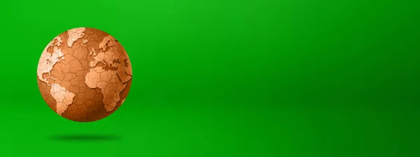 Сухой Потрескавшийся Земной Шар Изолирован Зеленом Фоне Символ Глобального Потепления — стоковое фото