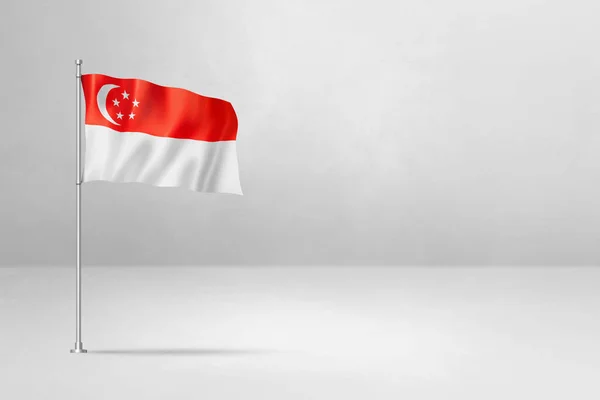 Bandeira Singapura Ilustração Isolado Fundo Parede Concreto Branco — Fotografia de Stock