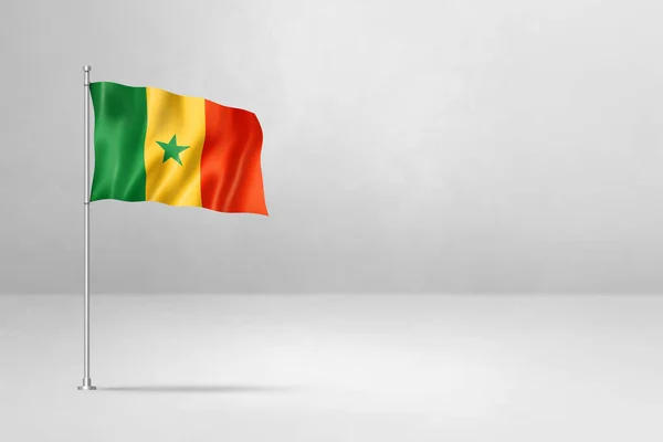 Σημαία Σενεγάλης Τρισδιάστατη Απεικόνιση Απομονωμένη Φόντο Λευκού Τσιμέντου — Φωτογραφία Αρχείου