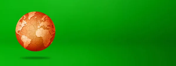 Trockene Und Rissige Weltkugel Isoliert Auf Grünem Hintergrund Symbol Der — Stockfoto