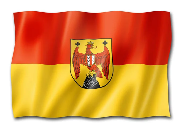 Burgenland Land Flag オーストリアのバナーコレクションを振って 3Dイラスト — ストック写真