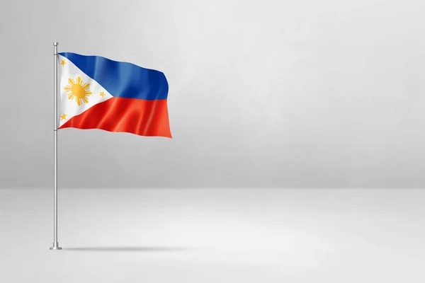 フィリピンの旗 3Dイラスト 白いコンクリート壁の背景に隔離された — ストック写真