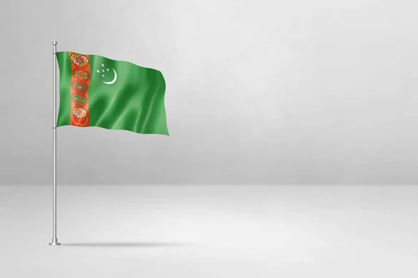 Σημαία Τουρκμενιστάν Τρισδιάστατη Απεικόνιση Απομονωμένη Λευκό Φόντο Τσιμέντου — Φωτογραφία Αρχείου