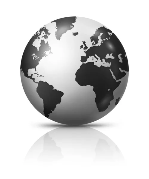 Black Earth Globe Isolated White Background Illustration — Stock Photo, Image