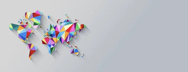 Forma Mapa Del Mundo Hecho Polígonos Colores Ilustración Aislada Sobre —  Fotos de Stock