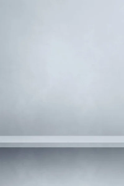 Пустая Полка Светло Серой Бетонной Стене Фоновый Шаблон Сцены Вертикальный — стоковое фото