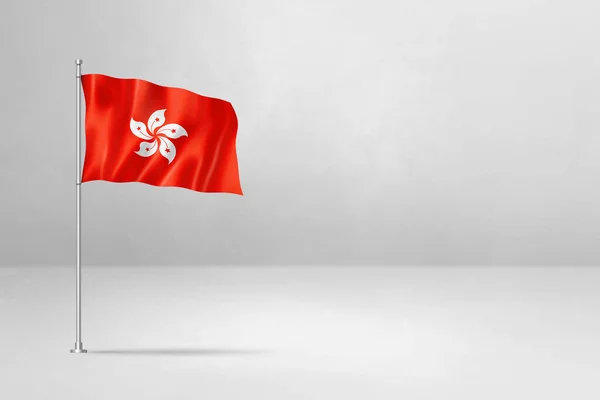 Hong Kong Flag Illustration Isolated White Concrete Wall Background — Stock Photo, Image