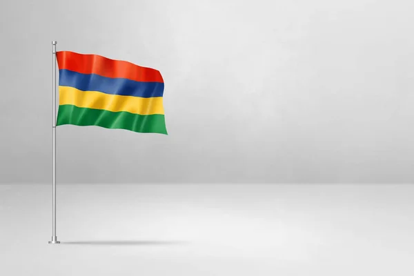毛里求斯国旗 3D插图 隔离在白色混凝土墙背景上 — 图库照片