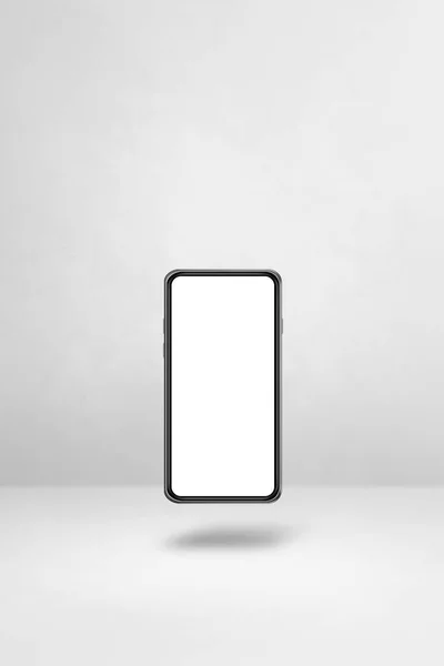 Beyaz Arka Planda Yüzen Boş Bir Akıllı Telefon Boyutlu Izole — Stok fotoğraf