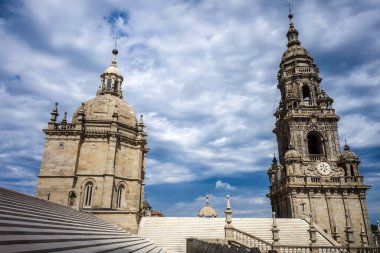 Santiago de Compostela Katedrali, Galiçya, İspanya. Çatıdan bak.