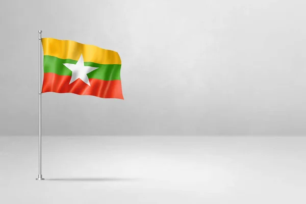 Barmská Myanmarská Vlajka Ilustrace Izolované Bílém Betonovém Pozadí — Stock fotografie