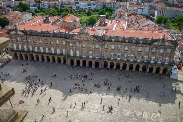 Widok Plac Obradoiro Katedry Santiago Compostela Galicji Hiszpania — Zdjęcie stockowe