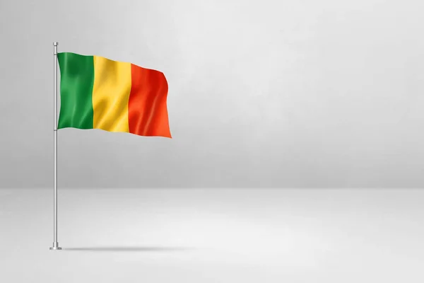 Σημαία Μάλι Τρισδιάστατη Απεικόνιση Απομονωμένη Λευκό Φόντο Τσιμέντου — Φωτογραφία Αρχείου