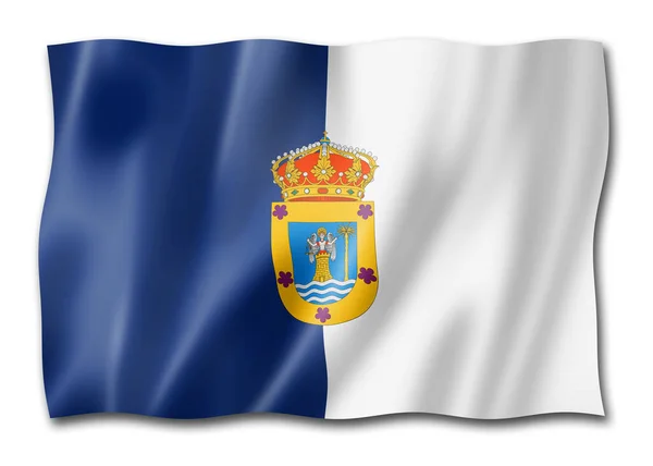 Palma Flaga Wysp Kanaryjskich Hiszpania Machająca Sztandarem Ilustracja — Zdjęcie stockowe