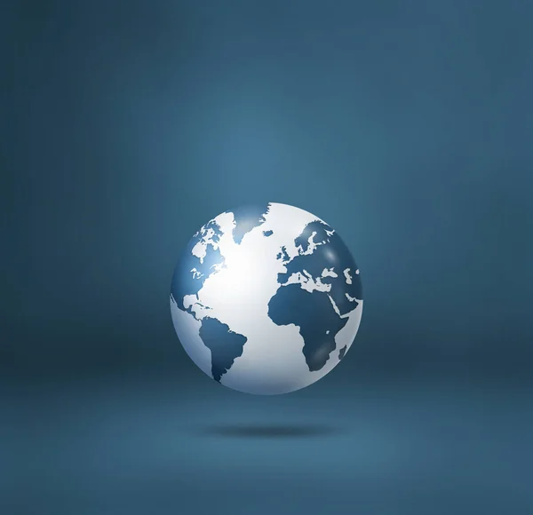 Globe Terrestre Carte Terre Flottant Sur Fond Bleu Illustration Isolée — Photo