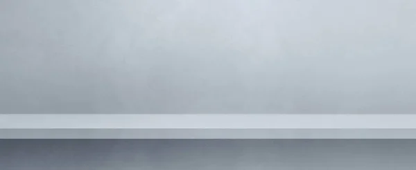Άδειο Ράφι Ανοιχτό Γκρι Τσιμεντένιο Τοίχο Σκηνή Φόντου Οριζόντια Μακέτα — Φωτογραφία Αρχείου