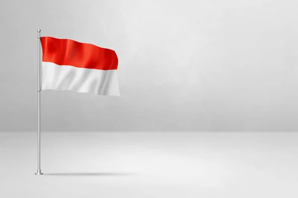 インドネシアの旗 白いコンクリート壁の背景に隔離された3Dイラスト — ストック写真