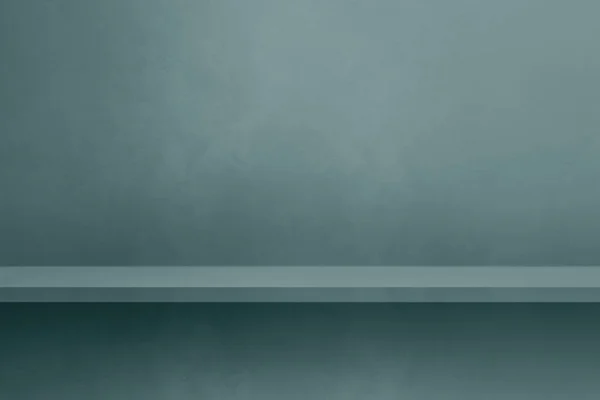 Leeres Regal Auf Einer Blau Grauen Betonwand Hintergrundvorlage Szene Horizontale — Stockfoto