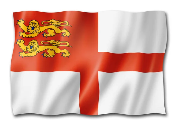 Σημαία Νήσου Σάρκ Ηνωμένο Βασίλειο Κυματίζει Συλλογή Banner Απεικόνιση — Φωτογραφία Αρχείου