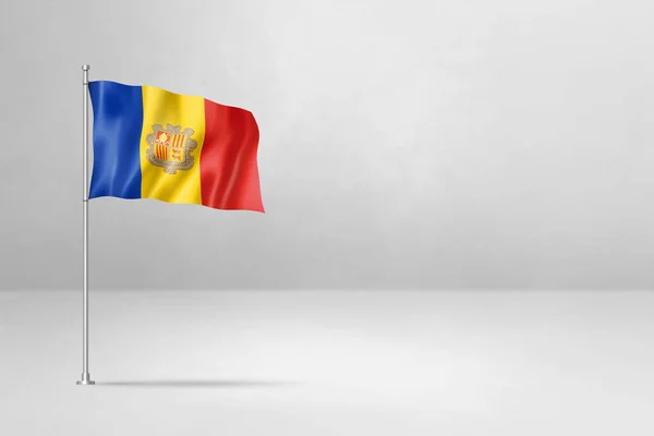 Bandeira Andorra Ilustração Isolada Parede Betão Branco — Fotografia de Stock