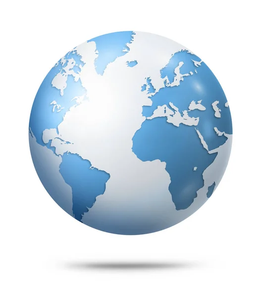 Globe Terrestre Bleu Isolé Sur Fond Blanc Illustration — Photo