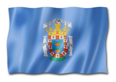 Melila vilayeti bayrağı, İspanya 'da pankart koleksiyonu. 3B illüstrasyon