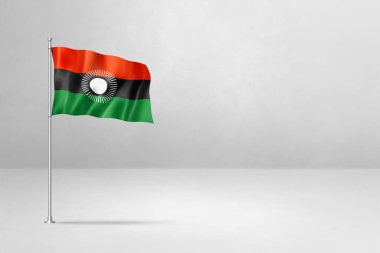 Malawi bayrağı, 3 boyutlu illüstrasyon, beyaz beton arka planda izole edilmiş