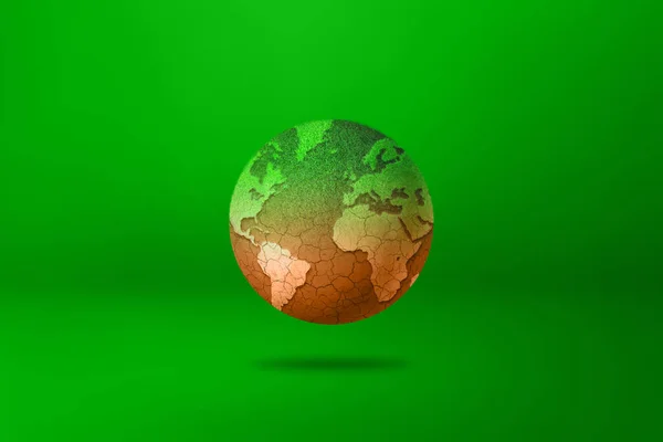 Світова Куля Висохне Через Глобальне Потепління Ізольовані Зеленому Тлі Ілюстрація — стокове фото