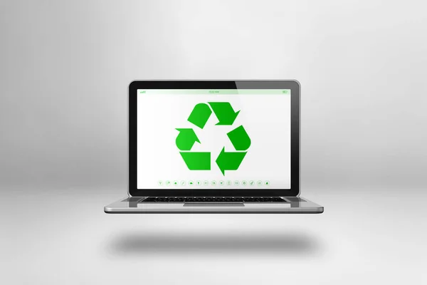 Computador Portátil Com Símbolo Reciclagem Tela Conceito Conservação Ambiental Ilustração — Fotografia de Stock
