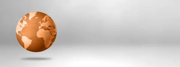 Дерев Яна Світова Куля Ізольована Білому Тлі Ілюстрація Горизонтальний Банер — стокове фото