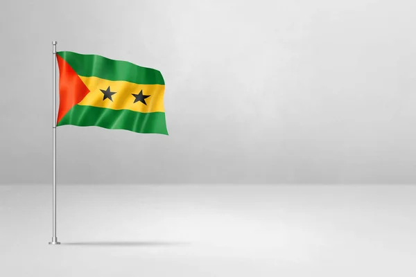 Sao Tome Principe Flag Illustration Isolated White Concrete Wall Background — Stock Photo, Image