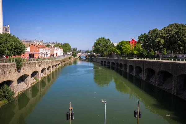 Paris Fransa Haziran 2023 Saint Denis Kanalı Yaz Mevsiminde Bankalardan — Stok fotoğraf