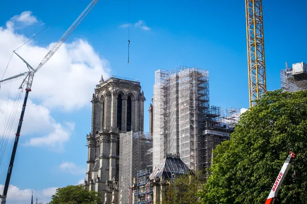 Paris França Maio 2023 Reconstrução Catedral Notre Dame Paris Ile — Fotografia de Stock