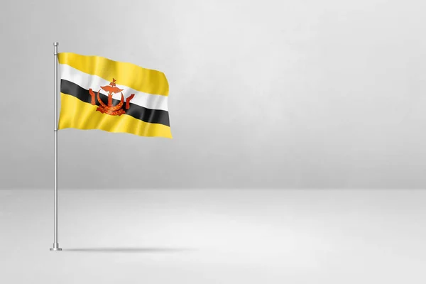 Bandera Brunei Ilustración Aislada Sobre Fondo Pared Hormigón Blanco — Foto de Stock