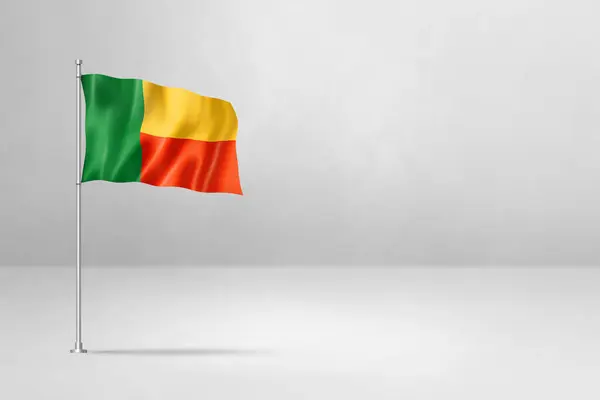 Flaga Beninu Ilustracja Izolowany Białym Betonie Ściany — Zdjęcie stockowe