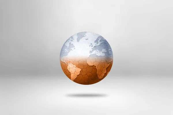 Світова Куля Відчуває Танення Снігу Посуху Через Глобальне Потепління Ізольовані — стокове фото