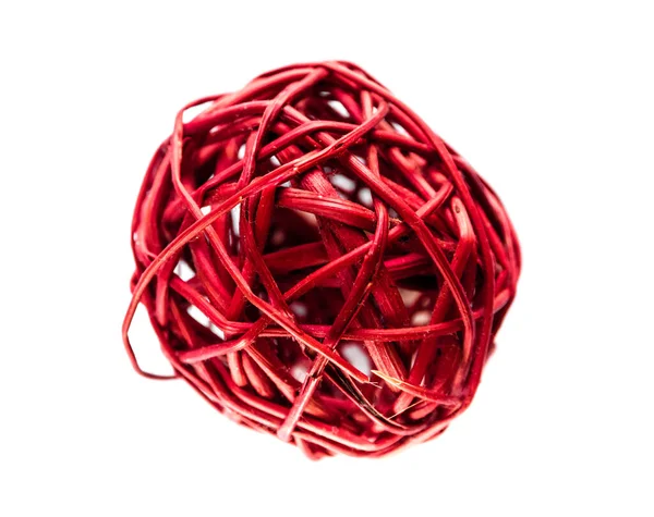 Red Woven Wicker Ball Isolated White Background — Stock Photo, Image