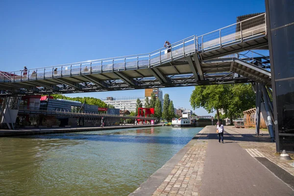 Paris Fransa Haziran 2023 Parc Villette Ourcq Kanalı — Stok fotoğraf