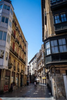 Bilbao - İspanya - 19 Temmuz 2022: Casco Viejo eski kasabası