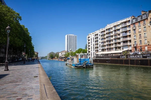 Париж Франція Червня 2023 Дредж Човен Каналі Ourcq Стокове Фото