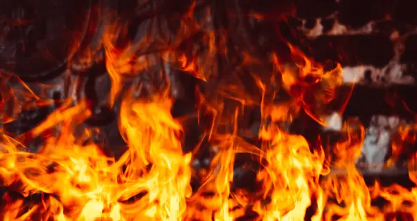 Flames Fireplace Texture Background Isolated Black Background — Stock Photo, Image