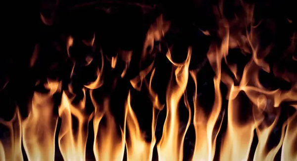 Flames Fireplace Texture Background Isolated Black Background — Stock Photo, Image