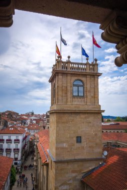 Santiago de Compostela - İspanya - 3 Temmuz 2022: Katedralden şehir manzarası