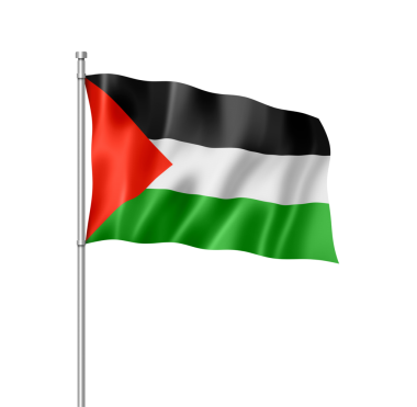 Beyaz üzerine izole edilmiş Filistin bayrağı